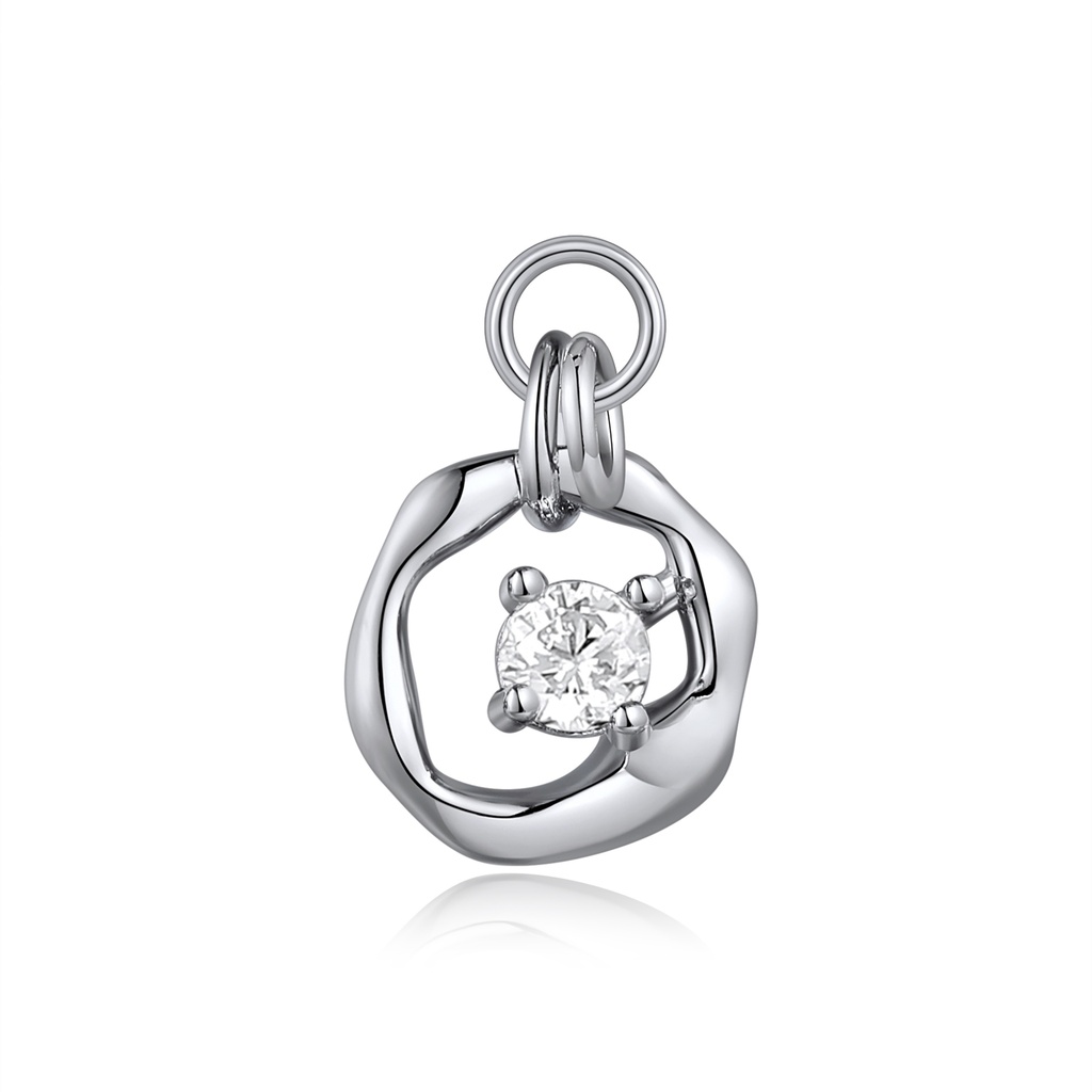 Unique Open Circle Pendant with Sparkling Crystal Center