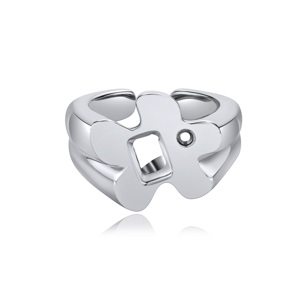 Bold Flower Cutout Brass Ring with Unique Geometric Design