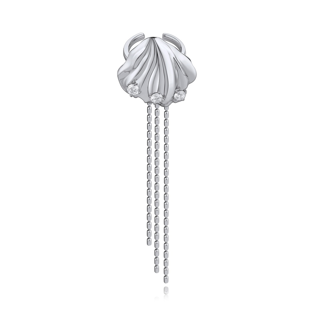 Silver Shell Ring with Dangling Chains