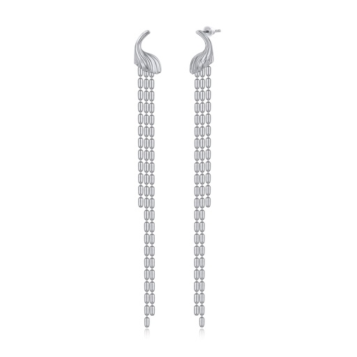 [BJ01E0232] Brass Tassel Chain Drop Earrings with Sculptural Modern Design