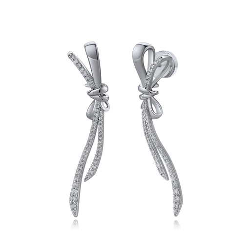 [BJ01E0321] Dainty Bow Knot Stud Earrings with Cubic Zirconia Accents