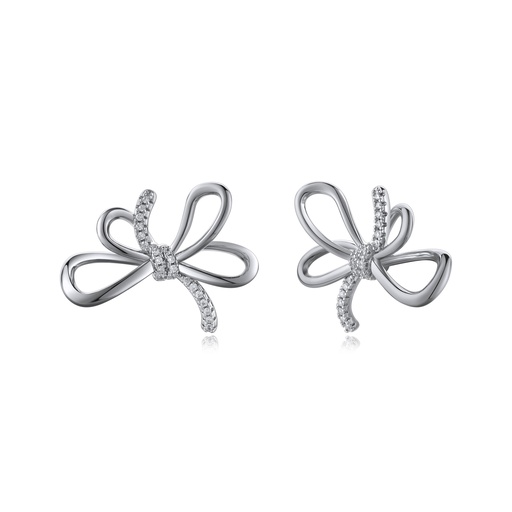 [BJ01E0322] Luxe Abstract Ribbon Drop Earrings with Zircon Detailing