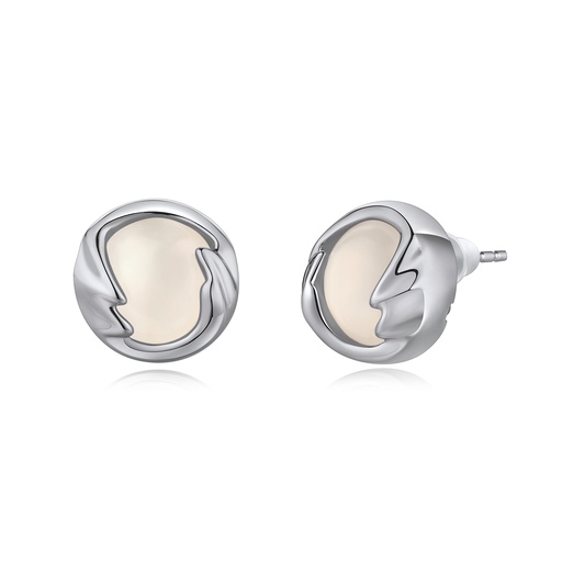 [BJ01E0350] Fluid Abstract Metal Studs with Cream Enamel Center