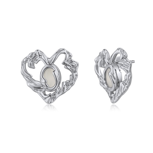 [BJ01E0355] Heart-Shaped Hollow Stud Earrings with Irregular Core
