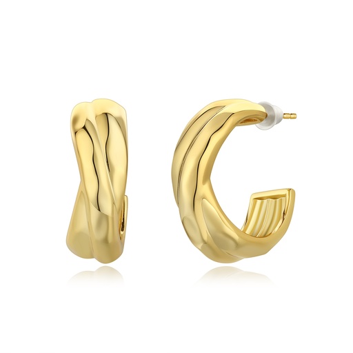 [BJ01E0363-1] Gold Plated Twisted Chunky Hoop Earrings