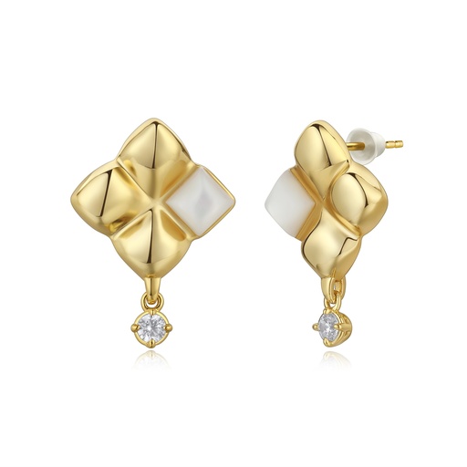 [BJ01E0370-1] Chic floral design with pearl detail and gold-tone finish.