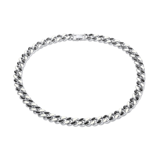 [BJ01N0059] Thick Silver-Tone Curb Chain Necklace for Bold Statement