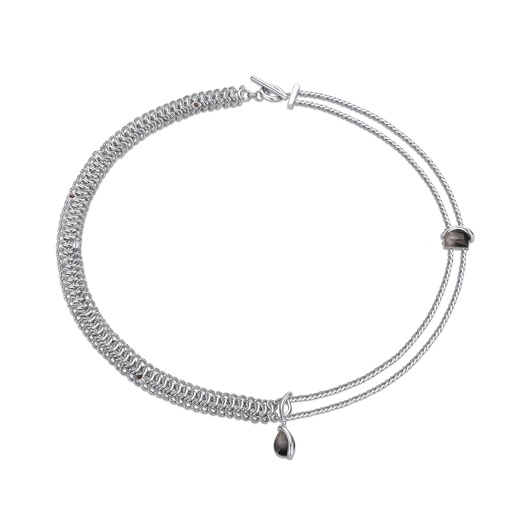 [BJ01N0073] Double-Strand Bracelet with Dark Stone Drop