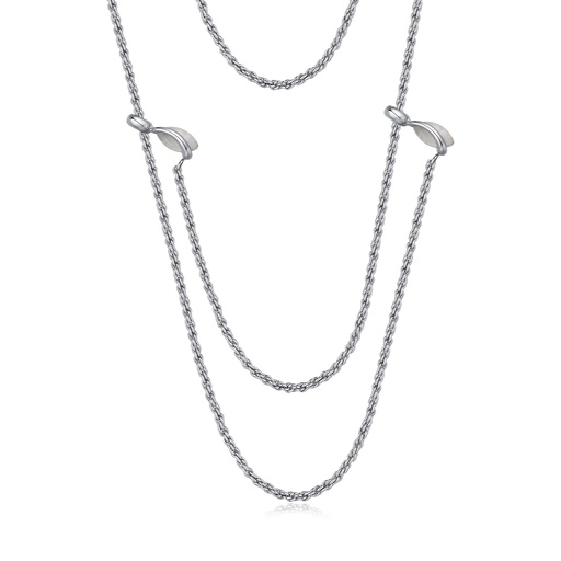[BJ01N0074] Rope Chain Necklace with Leaf-Like Sliders