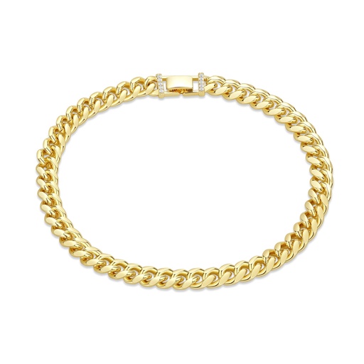 [BJ01N0076] Bold Gold Cuban Chain Necklace with Crystal Lock Clasp