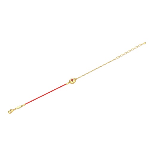 [BJ01N0087] Minimalist Red Cord Bracelet with Gold Heart Accent
