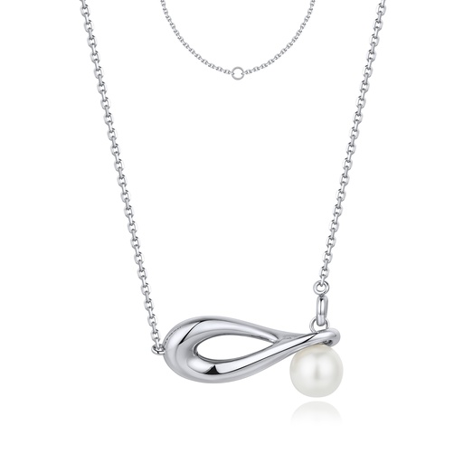 [BJ01N0511] Title: Elegant Brass Infinity Pearl Pendant Necklace for Women