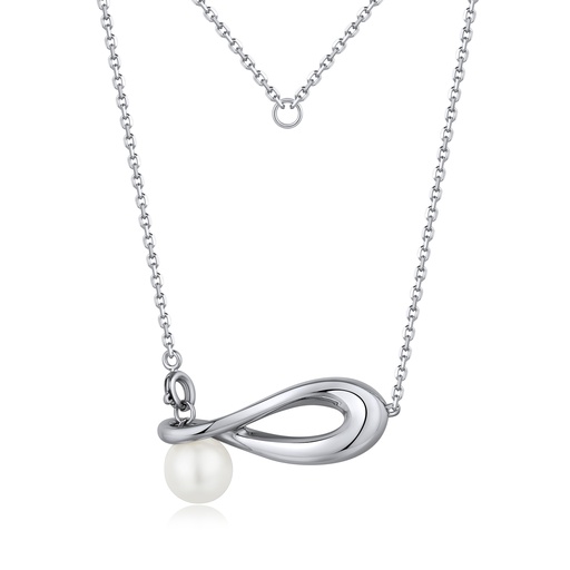 [BJ01N0511-1] Modern Pearl Brass Pendant Necklace with Sculpted Twist