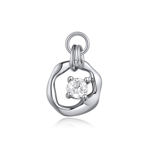 [BJ01P0009] Unique Open Circle Pendant with Sparkling Crystal Center