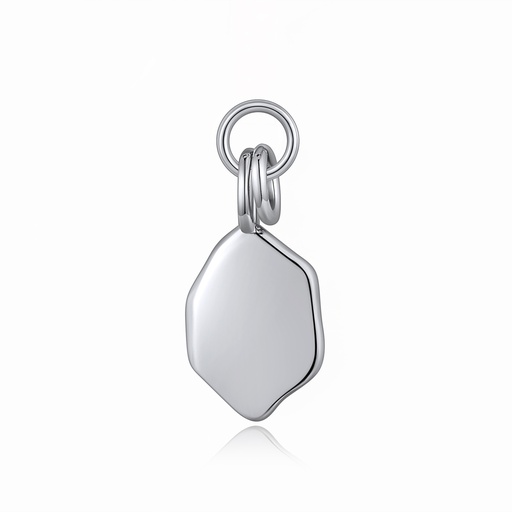 [BJ01P0010] Sleek Modern Tag Pendant in Polished Silver Finish