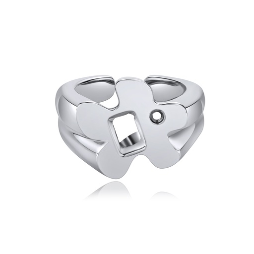 [BJ01R0096] Bold Flower Cutout Brass Ring with Unique Geometric Design
