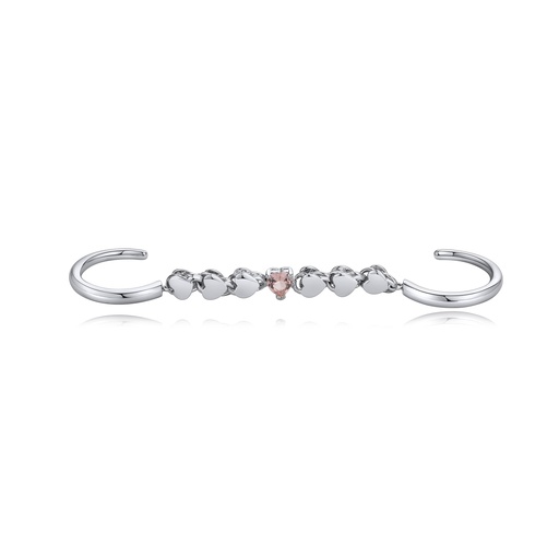 [BJ01R0101] Delicate Heart Motif Brass Ear Cuff with Pink Crystal