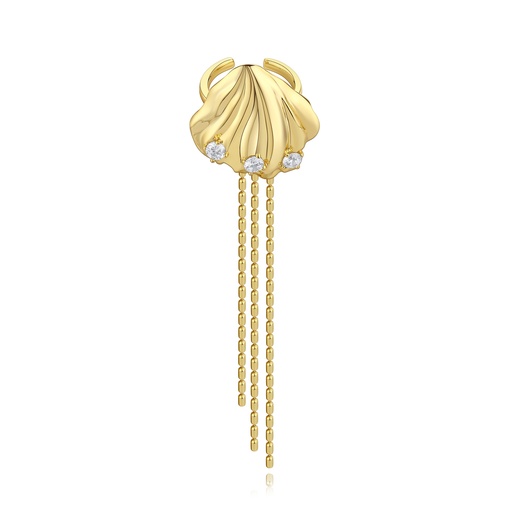 [BJ01R0150-2] Gold Shell Ring with Chain Tassels