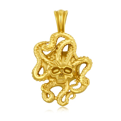 [DJ01P0021] Gold Octopus Skull Pendant Necklace – Bold Marine-Inspired Gothic Jewelry