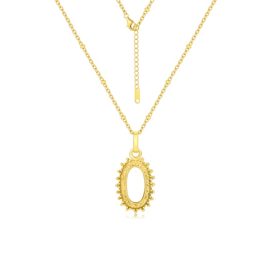 Vintage-Inspired Gold Oval Pendant Necklace in Stainless Steel Finish