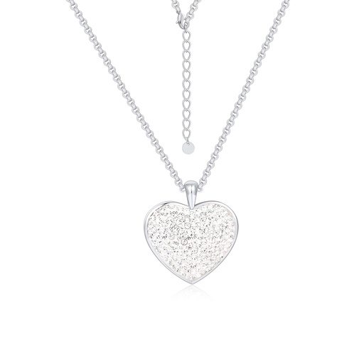 Sparkling Heart Pendant Necklace with Silver Stainless Steel Chain