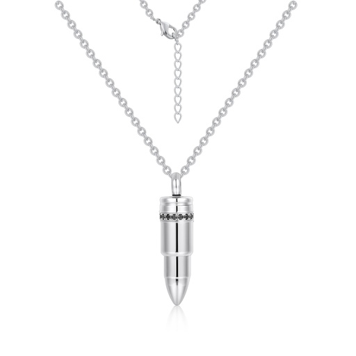 Polished Bullet Pendant Necklace in Stainless Steel for Men