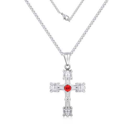 Stainless Steel Cross Pendant Necklace with Polished Chain Design