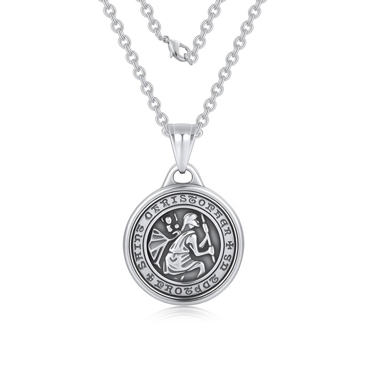Stainless Steel Saint Christopher Medal Necklace for Protection & Travel