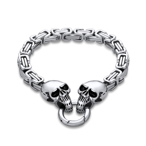 [DJ01B0010] Bold and Durable Design Stainless Steel Chain Bracelet with Skull Clasp,