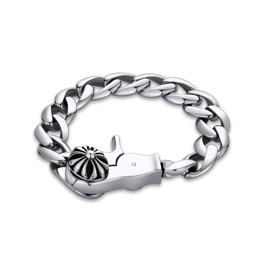 [DJ01B0019] Bold Stainless Steel Chain Bracelet with Gun Revolver Clasp