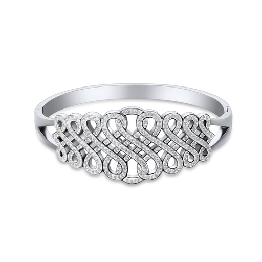 [DJ01B0060] Elegant Silver-Plated Stainless Steel Bracelet with Crystal Embellishments