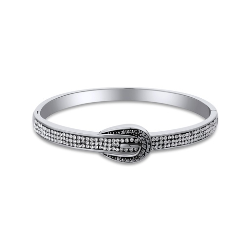 [DJ01B0075] Chic Stainless Steel Bangle with Crystal Accents and Elegant Buckle