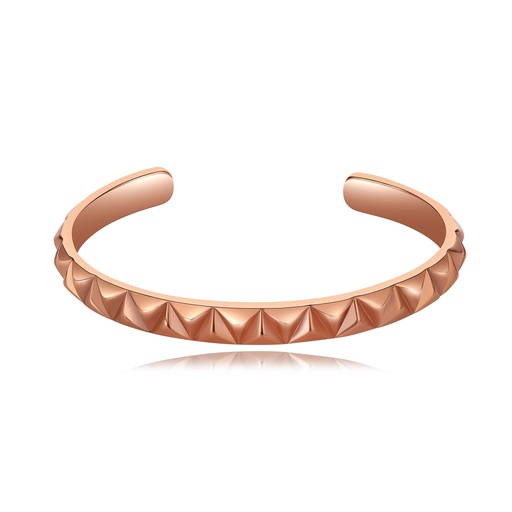 [DJ01B0097] Rose Gold Pyramid Stud Cuff Bangle Stainless Steel Minimalist Design
