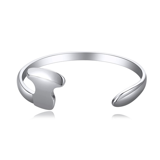 [DJ01B0101-2] Minimalist Stainless Steel Cuff Bracelet with Modern Abstract Design
