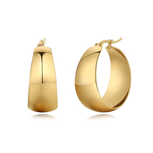 [DJ01E0008] Bold Polished Wide Hoop Earrings Stainless Steel Gold Finish