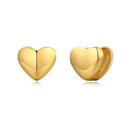 [DJ01E0013] Gold Heart Clip-On Earrings Stainless Steel No Stone Design