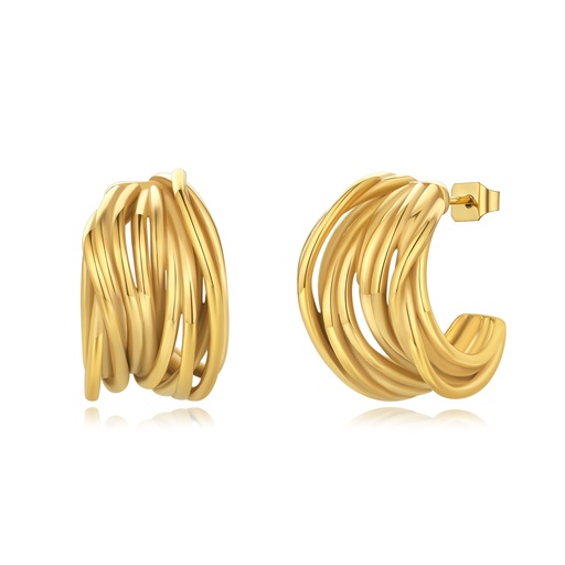 [DJ01E0016] Multi-Layer Gold Stainless Steel Hoop Earrings Without Stones