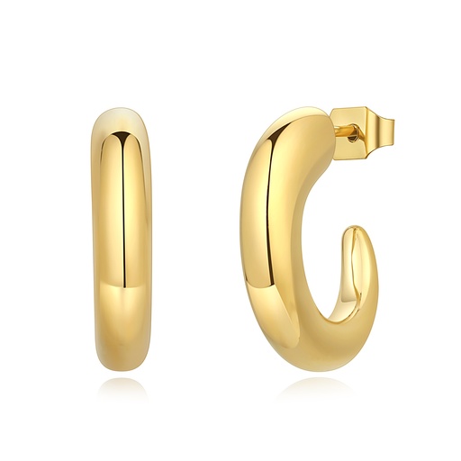 [DJ01E0066] Bold Chunky Hoop Earrings Gold Stainless Steel Minimalist Design