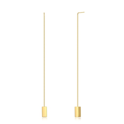 [DJ01E0120] Minimalist Gold Stainless Steel Long Threader Earrings for Women