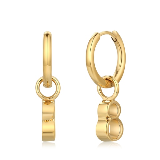 [DJ01E0126] Minimalist Gold Hoop Earrings with Double Loop Stainless Steel Charm