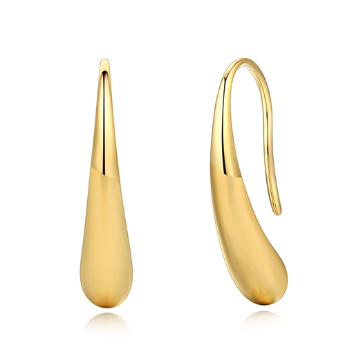 [DJ01E0142] Gold Stainless Steel Fluid Curve Minimalist Drop Hook Earrings