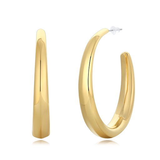 [DJ01E0154-2] Tapered Gold Stainless Steel Hoop Earrings with Polished Finish