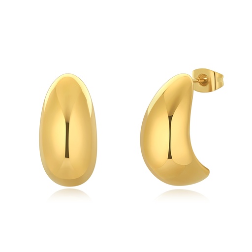 [DJ01E0356-1] Bold Gold Stainless Steel Chunky Hoop Earrings Polished Finish