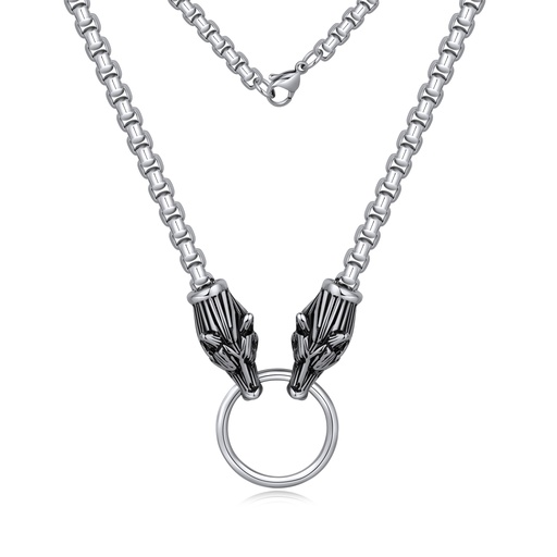 [DJ01N0001] Stainless Steel Wolf Head Chain Necklace for Men Gothic Style
