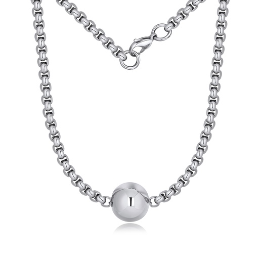 [DJ01N0022-1] Polished Ball Pendant Stainless Steel Chain Necklace Minimalist Design