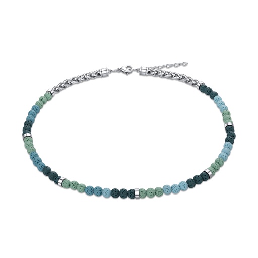 [DJ01N0024-1] Colorful Lava Beads Stainless Steel Chain Adjustable Men's Necklace