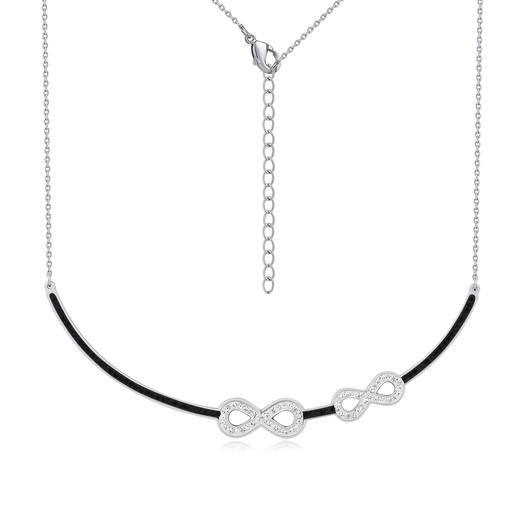 [DJ01N0040] Stainless Steel Necklace with Crystal Infinity Symbol Trio Design