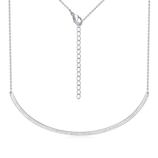 [DJ01N0044] Minimalist Stainless Steel Bar Necklace with Sparkling Crystal Inlay