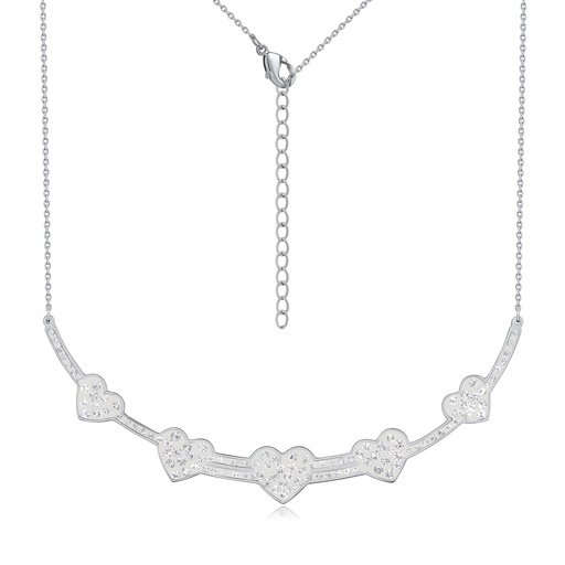 [DJ01N0047] Stainless Steel Heart Necklace with Sparkling Crystal Inlay Design