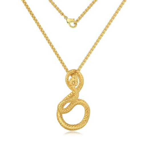 [DJ01N0049] Gold Plated Stainless Steel Snake Pendant Necklace for Women